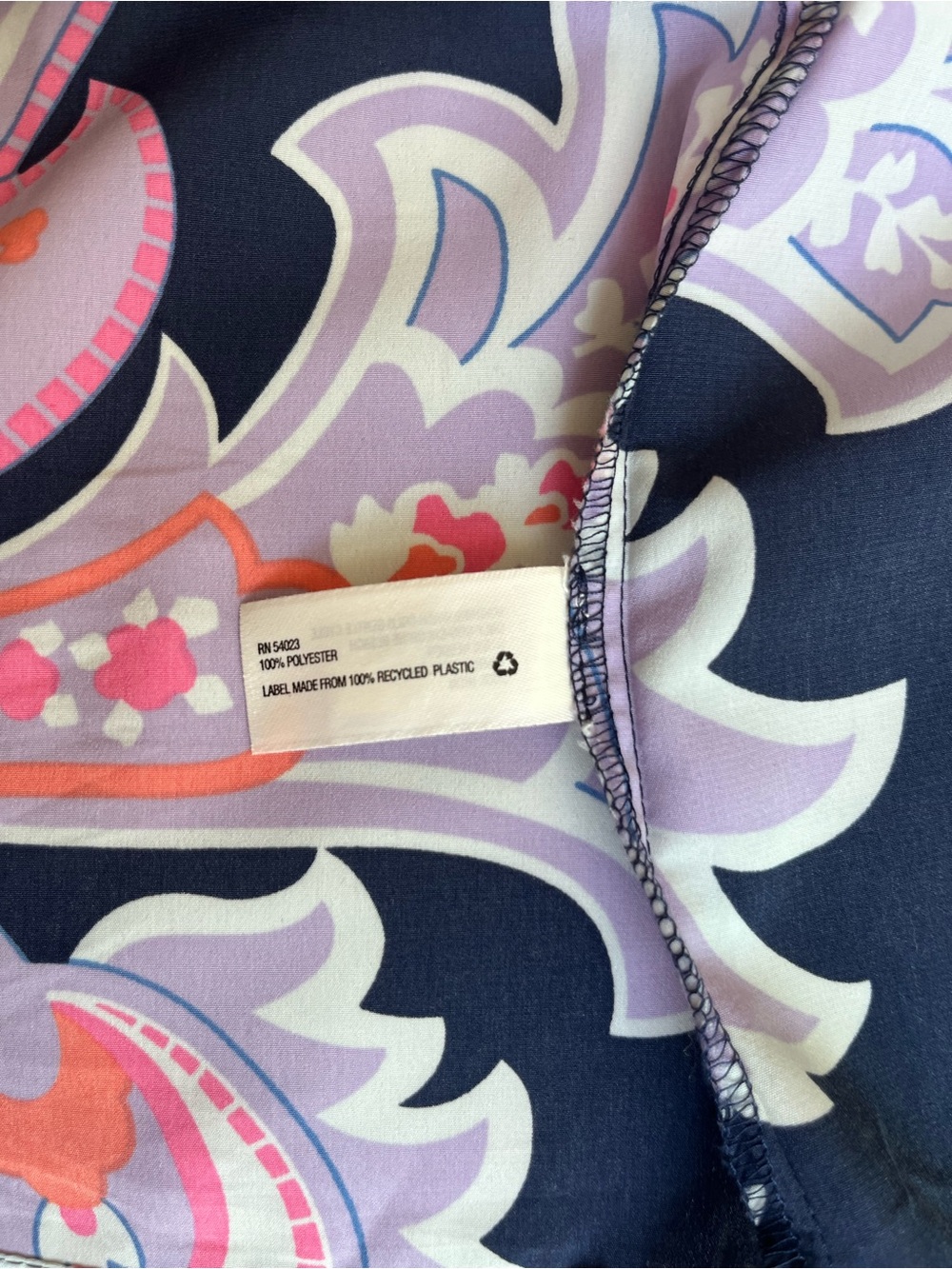 Gap Navy Purple Paisley 3/4 Sleeve Shift Tunic Dress with Pockets Large - Picture 5 of 11
